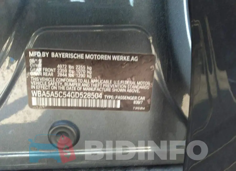 WBA5A5C54GD528504 Photo# 9