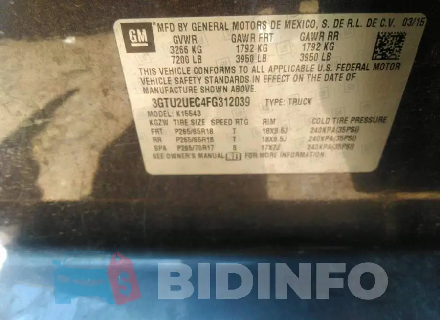 3GTU2UEC4FG312039 Photo# 9