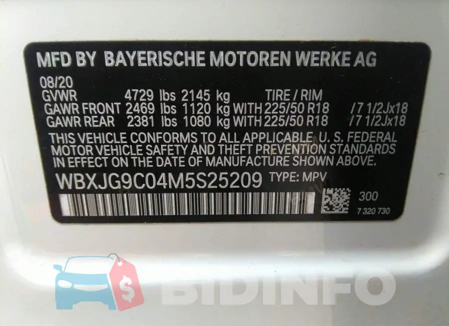 WBXJG9C04M5S25209 Photo# 9