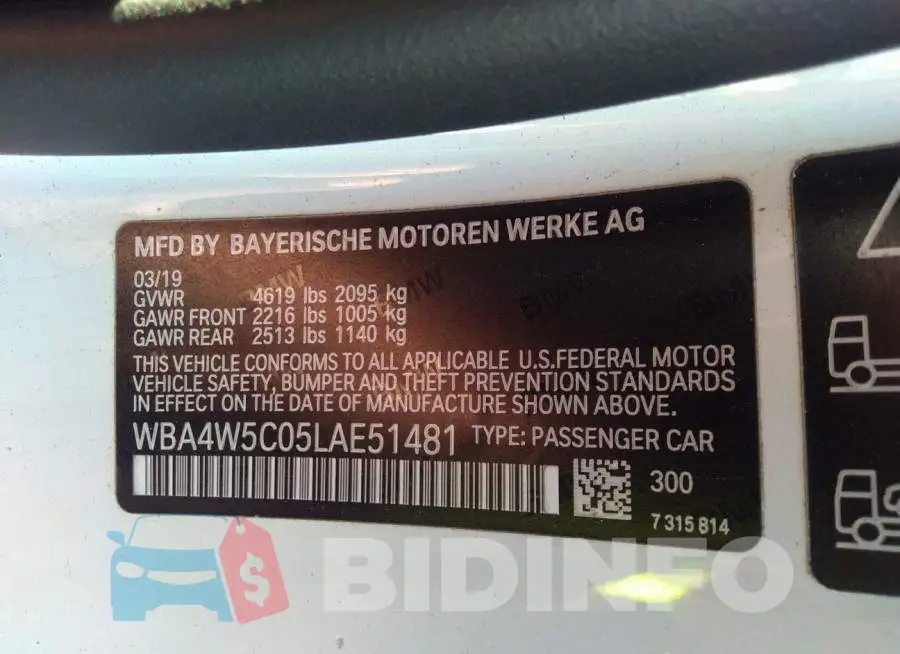 WBA4W5C05LAE51481 Photo# 9