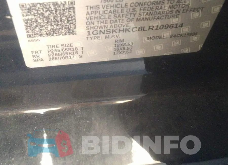 1GNSKHKC8LR109614 Photo# 9