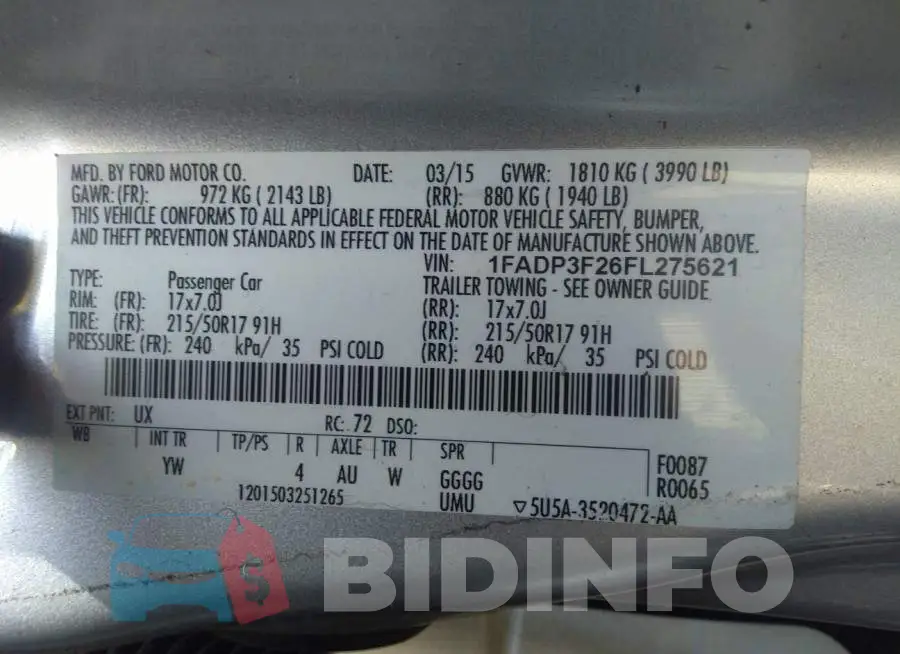 1FADP3F26FL275621 Photo# 9