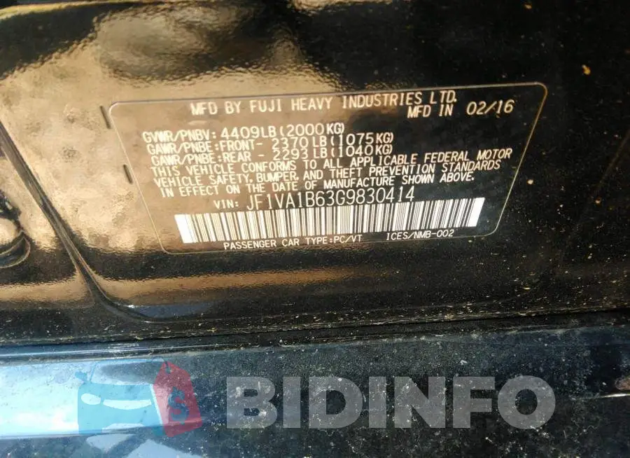 JF1VA1B63G9830414 Photo# 9