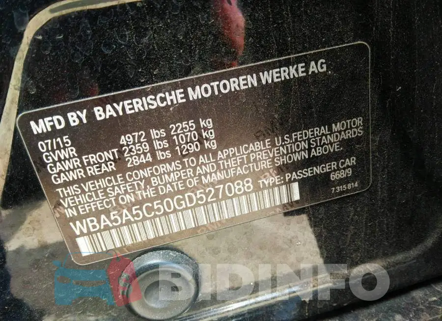 WBA5A5C50GD527088 Photo# 9