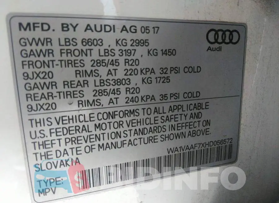 WA1VAAF7XHD056572 Photo# 9