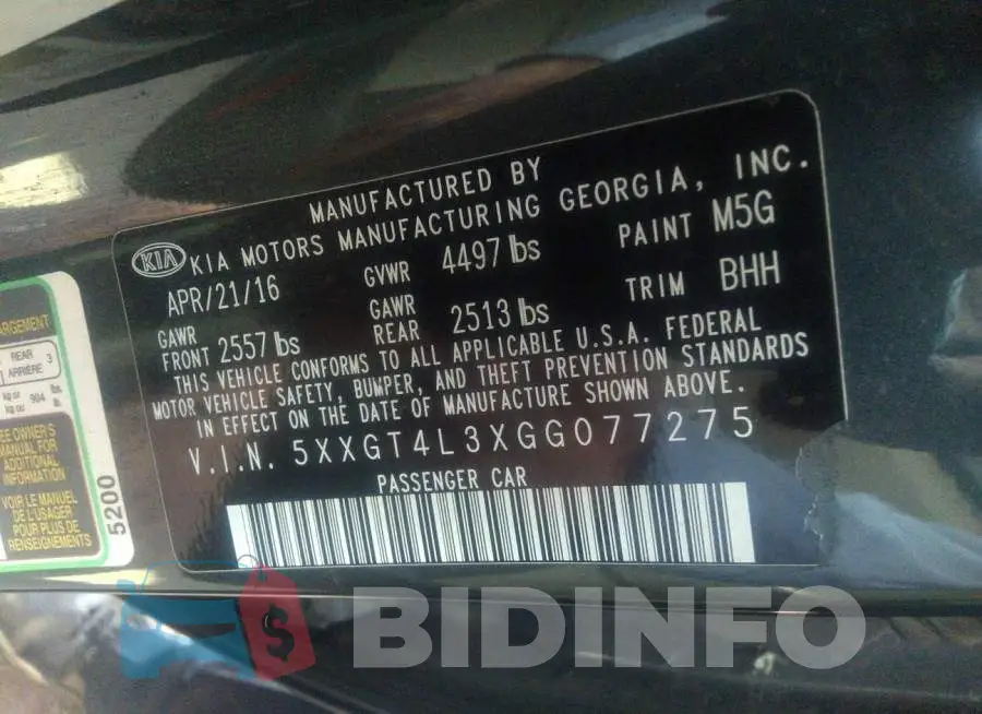 5XXGT4L3XGG077275 Photo# 9