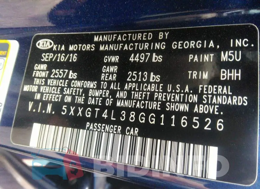 5XXGT4L38GG116526 Photo# 9