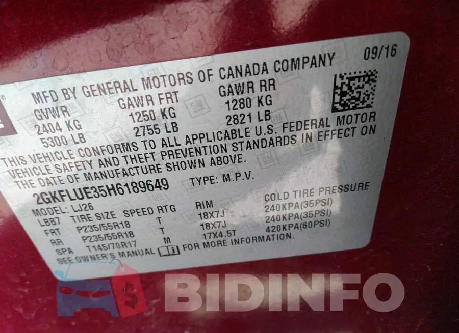 2GKFLUE35H6189649 Photo# 9