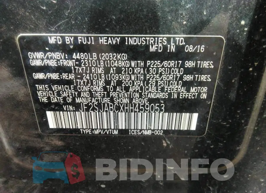 JF2SJABCXHH459053 Photo# 9