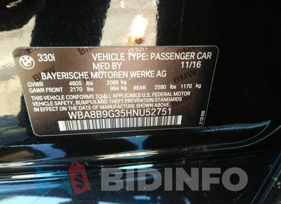 WBA8B9G35HNU52751 Photo# 9