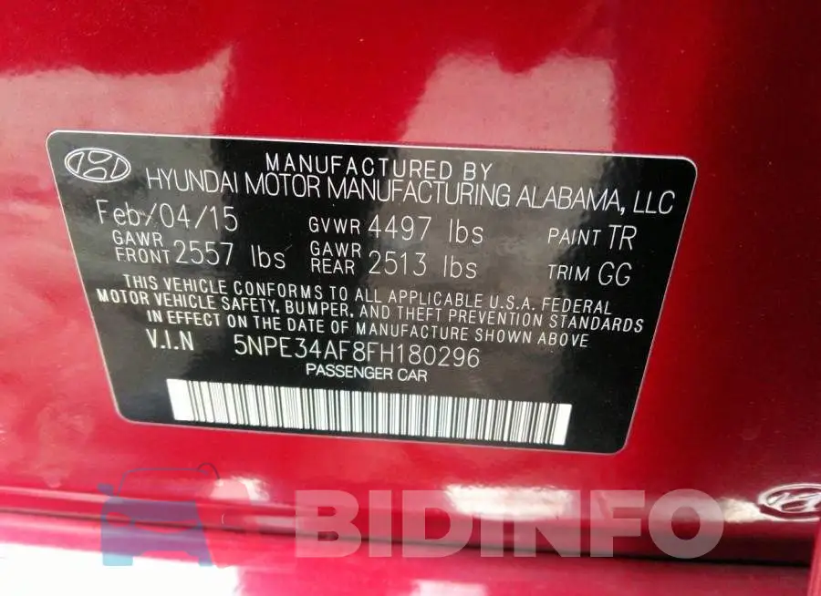 5NPE34AF8FH180296 Photo# 9