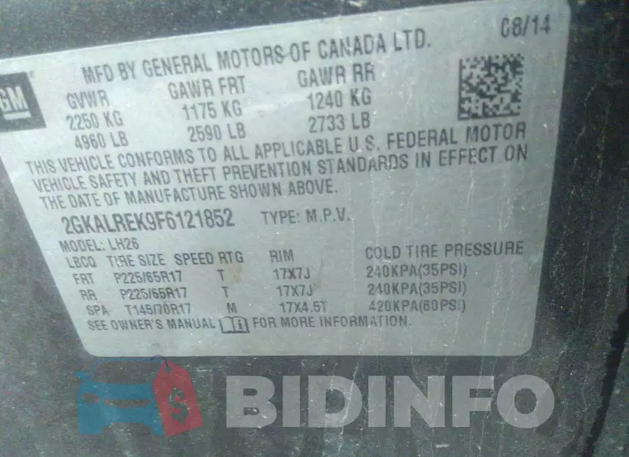 2GKALREK9F6121852 Photo# 9