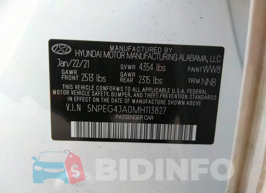 5NPEG4JA0MH113827 Photo# 9