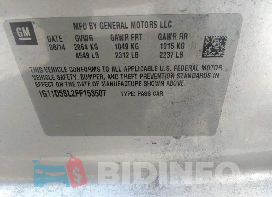 1G11D5SL2FF153507 Photo# 9