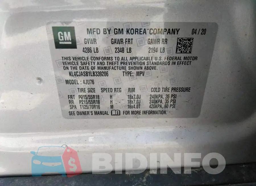 KL4CJASB1LB339206 Photo# 9
