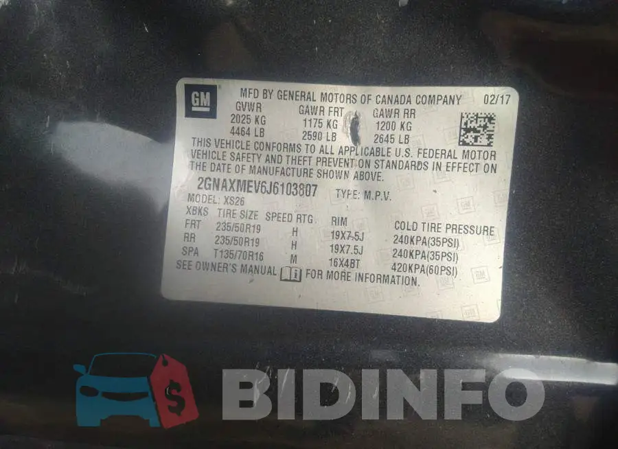2GNAXMEV6J6103807 Photo# 9