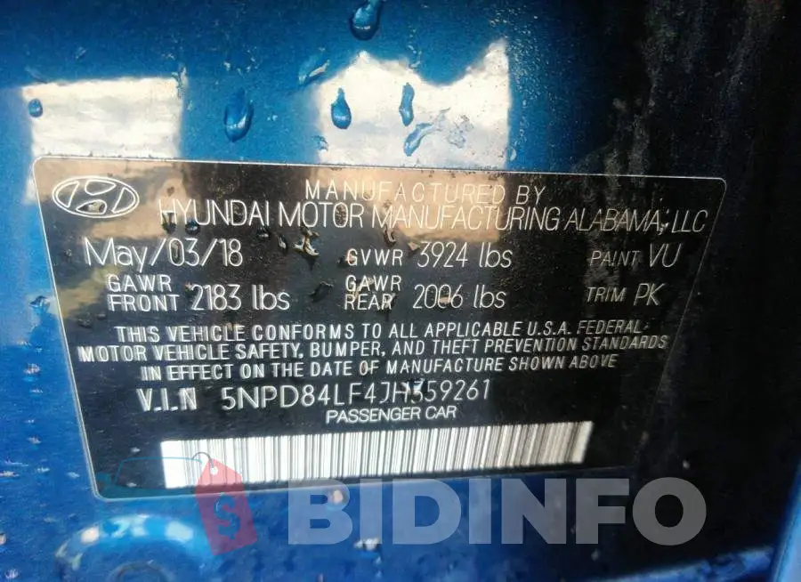 5NPD84LF4JH359261 Photo# 9