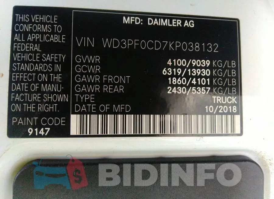 WD3PF0CD7KP038132 Photo# 9