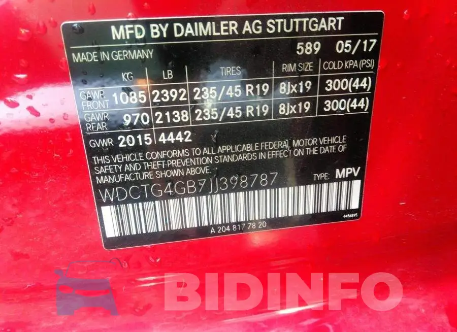 WDCTG4GB7JJ398787 Photo# 9