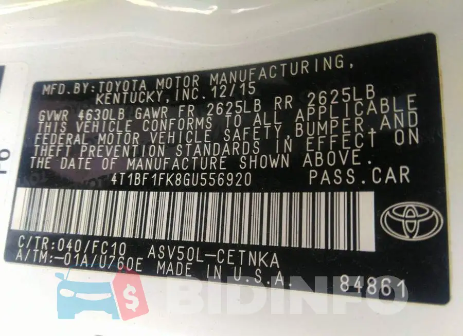 4T1BF1FK8GU556920 Photo# 9