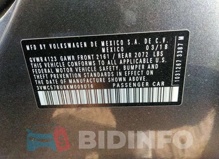 3VWC57BU8KM009016 Photo# 9