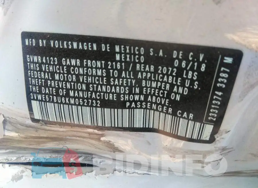 3VWE57BU6KM052732 Photo# 9