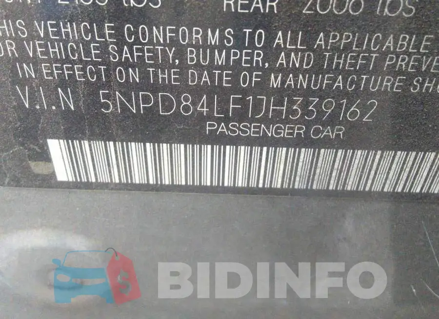 5NPD84LF1JH339162 Photo# 9