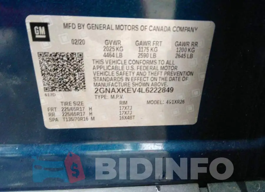 2GNAXKEV4L6222849 Photo# 9