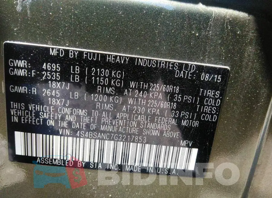4S4BSANC7G3217853 Photo# 9