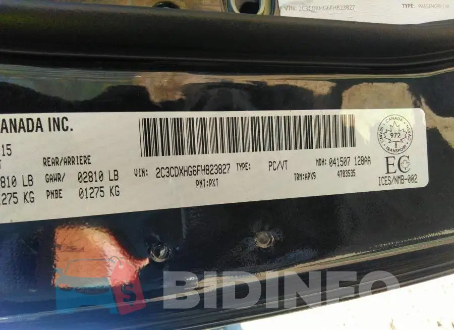 2C3CDXHG6FH823827 Photo# 9