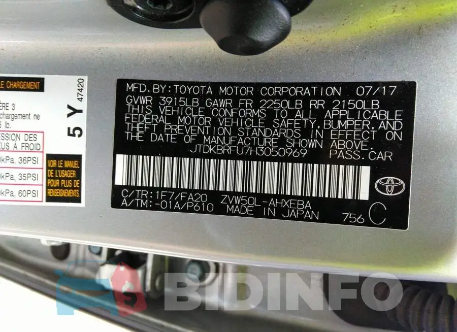 JTDKBRFU7H3050969 Photo# 9