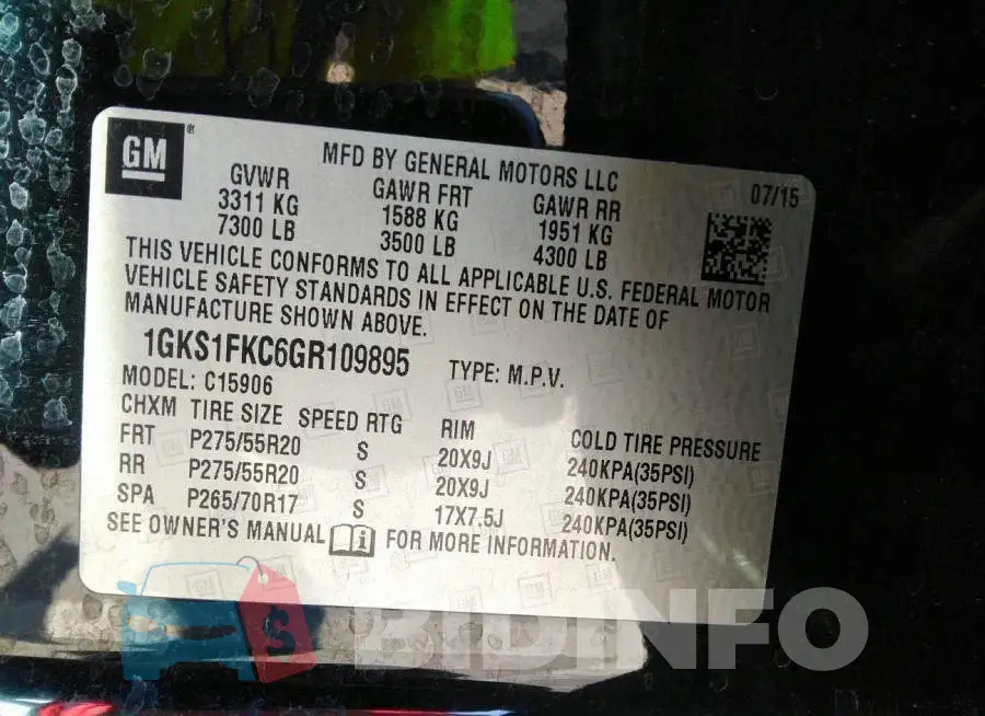 1GKS1FKC6GR109895 Photo# 9