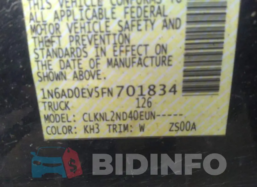1N6AD0EV5FN701834 Photo# 9
