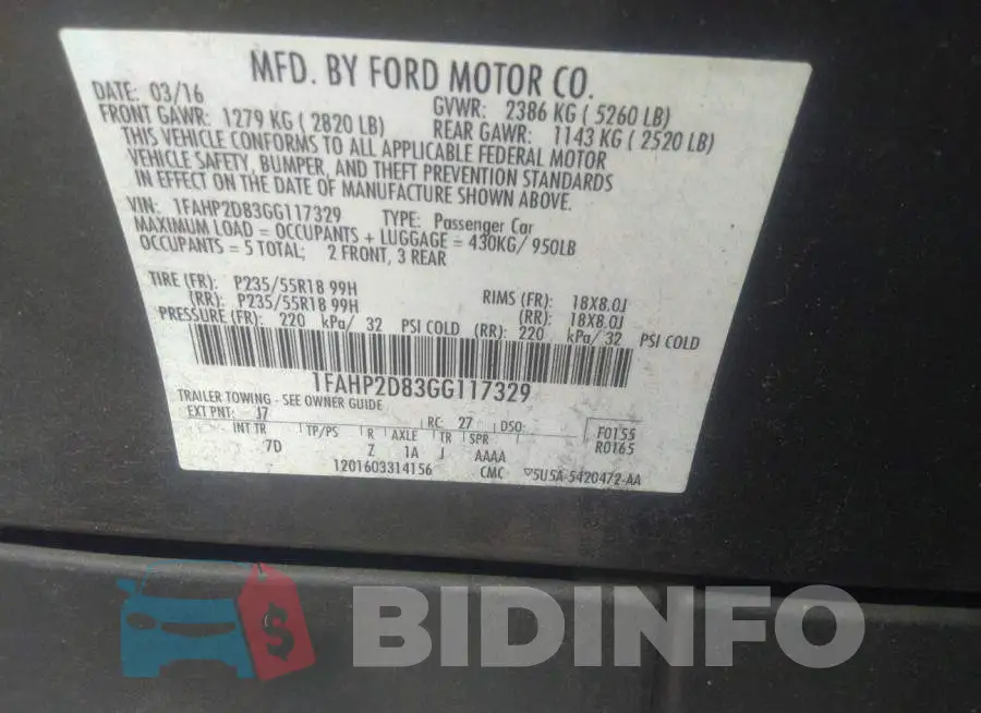 1FAHP2D83GG117329 Photo# 9