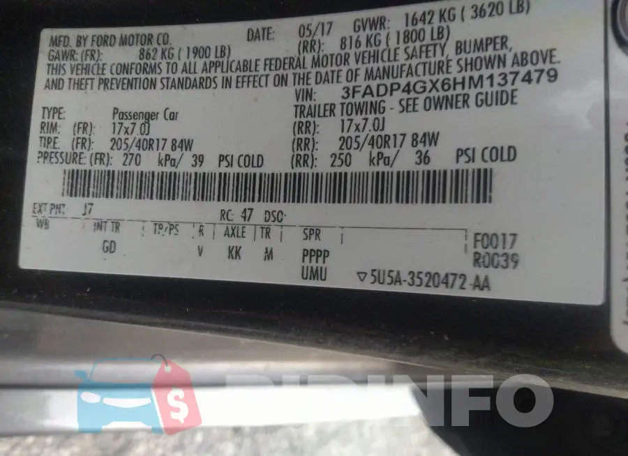 3FADP4GX6HM137479 Photo# 9