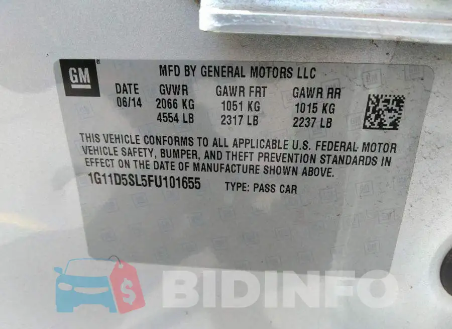 1G11D5SL5FU101655 Photo# 9