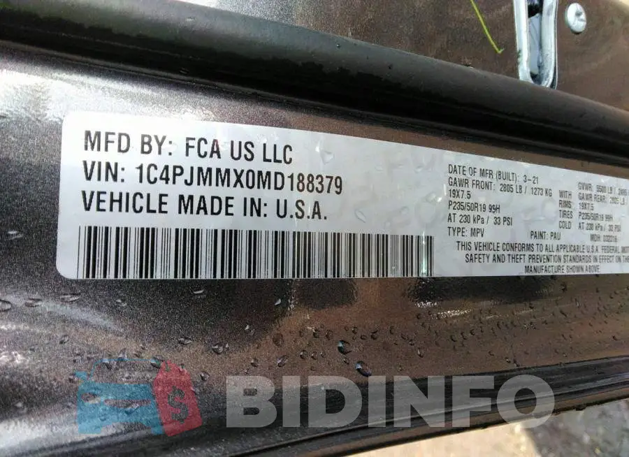 1C4PJMMX0MD188379 Photo# 9