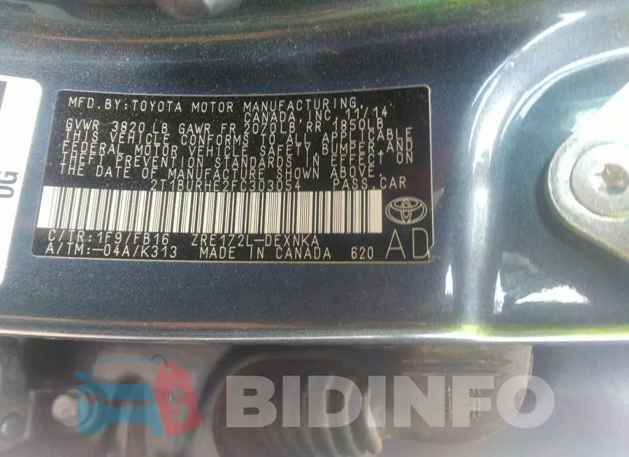 2T1BURHE2FC303054 Photo# 9