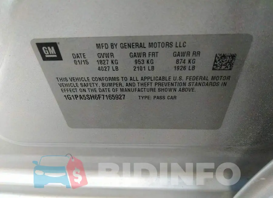 1G1PA5SH6F7165927 Photo# 9