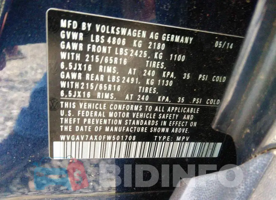 WVGAV7AX0FW501708 Photo# 9