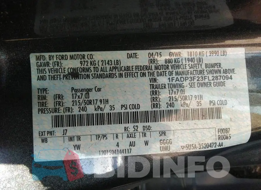 1FADP3F23FL287094 Photo# 9