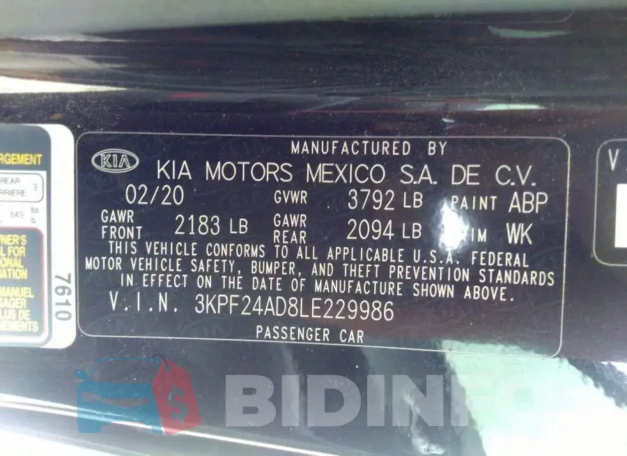 3KPF24AD8LE229986 Photo# 9