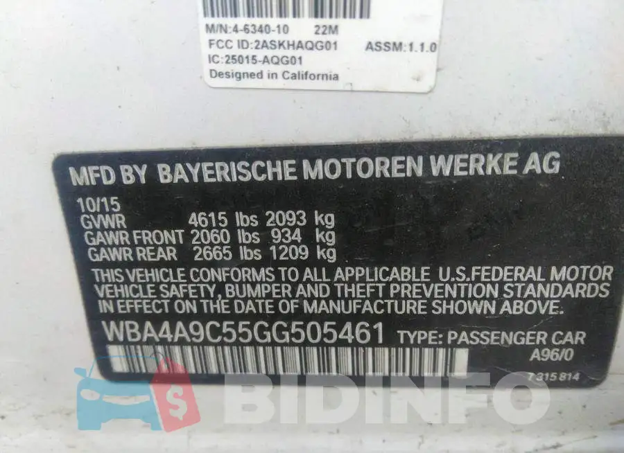WBA4A9C55GG505461 Photo# 9