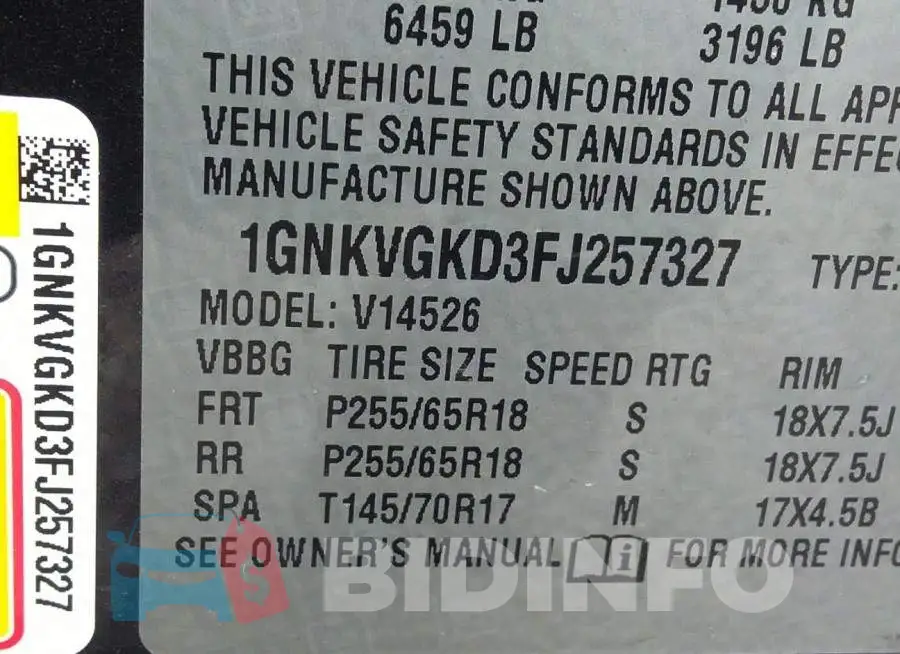 1GNKVGKD3FJ257327 Photo# 9