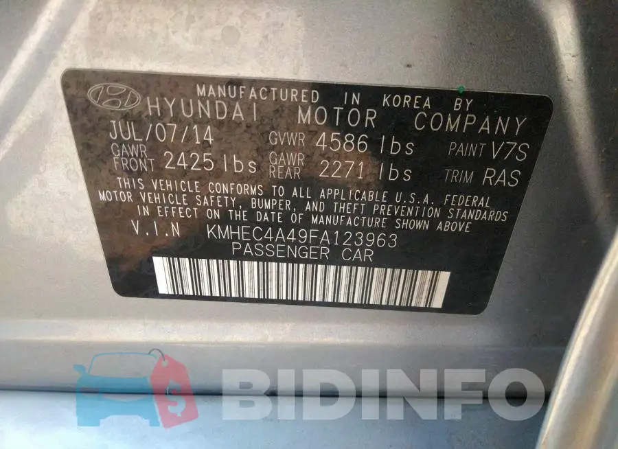 KMHEC4A49FA123963 Photo# 9