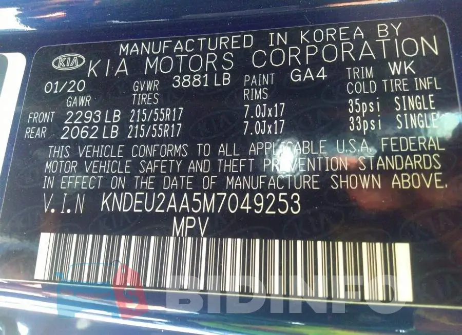 KNDEU2AA5M7049253 Photo# 9