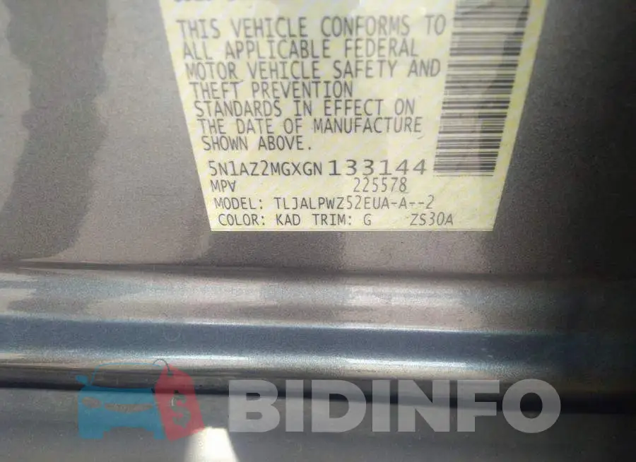 5N1AZ2MGXGN133144 Photo# 9