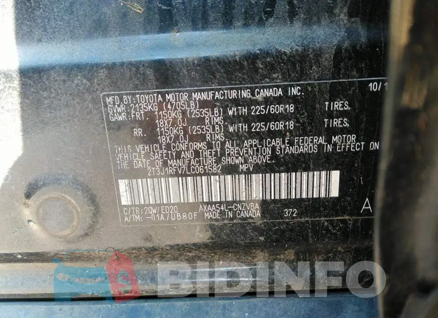 2T3J1RFV7LC061582 Photo# 9