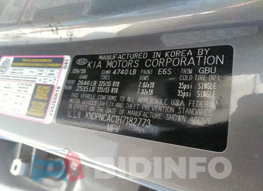 KNDPNCAC1H7182773 Photo# 9
