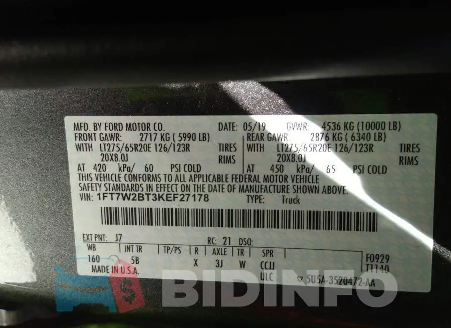 1FT7W2BT3KEF27178 Photo# 9